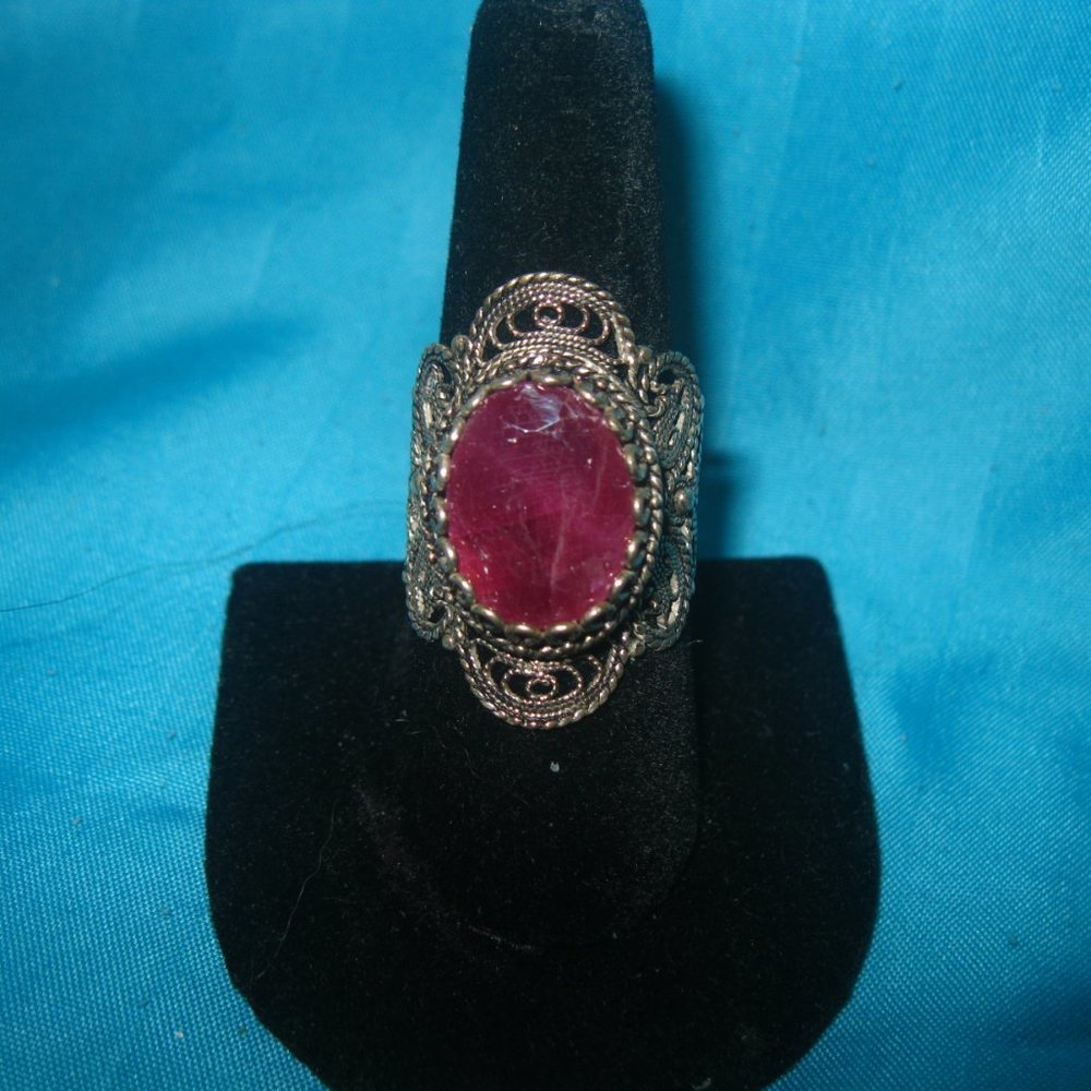Sterling Silver Natural Ruby Ring - image 6